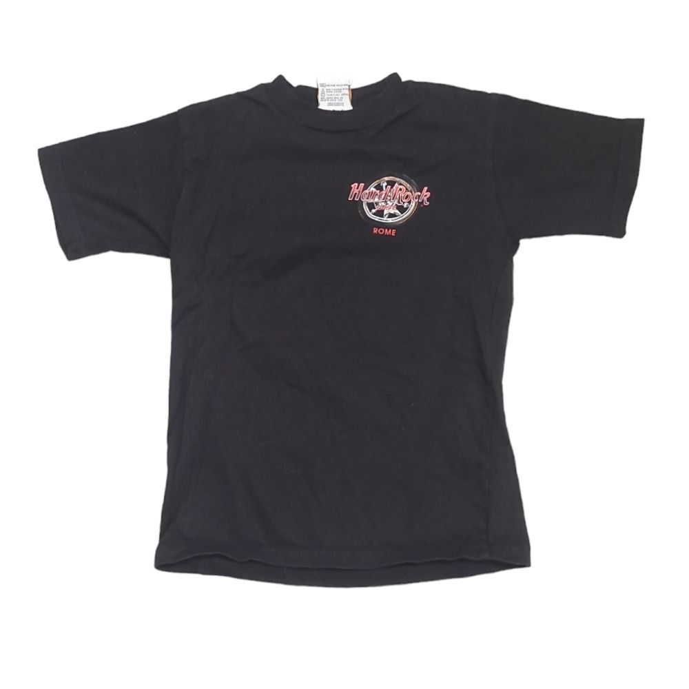 Hard Rock Cafe Rome Youth Black Vintage T-Shirt Size L Cotton